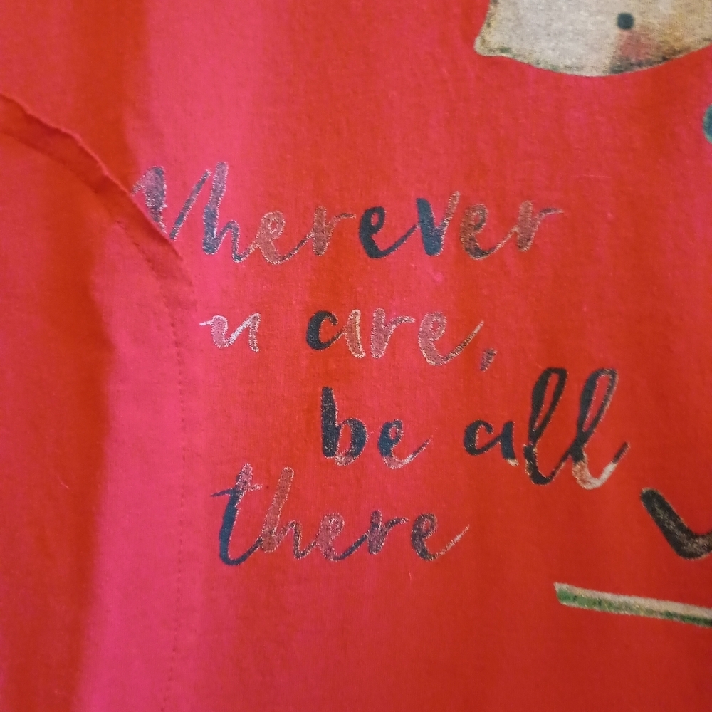 Oversized Graphic Long Sleeve‎ Top - Distressed 'Wherever U care"' 100% Cotton - Picture 7 of 16